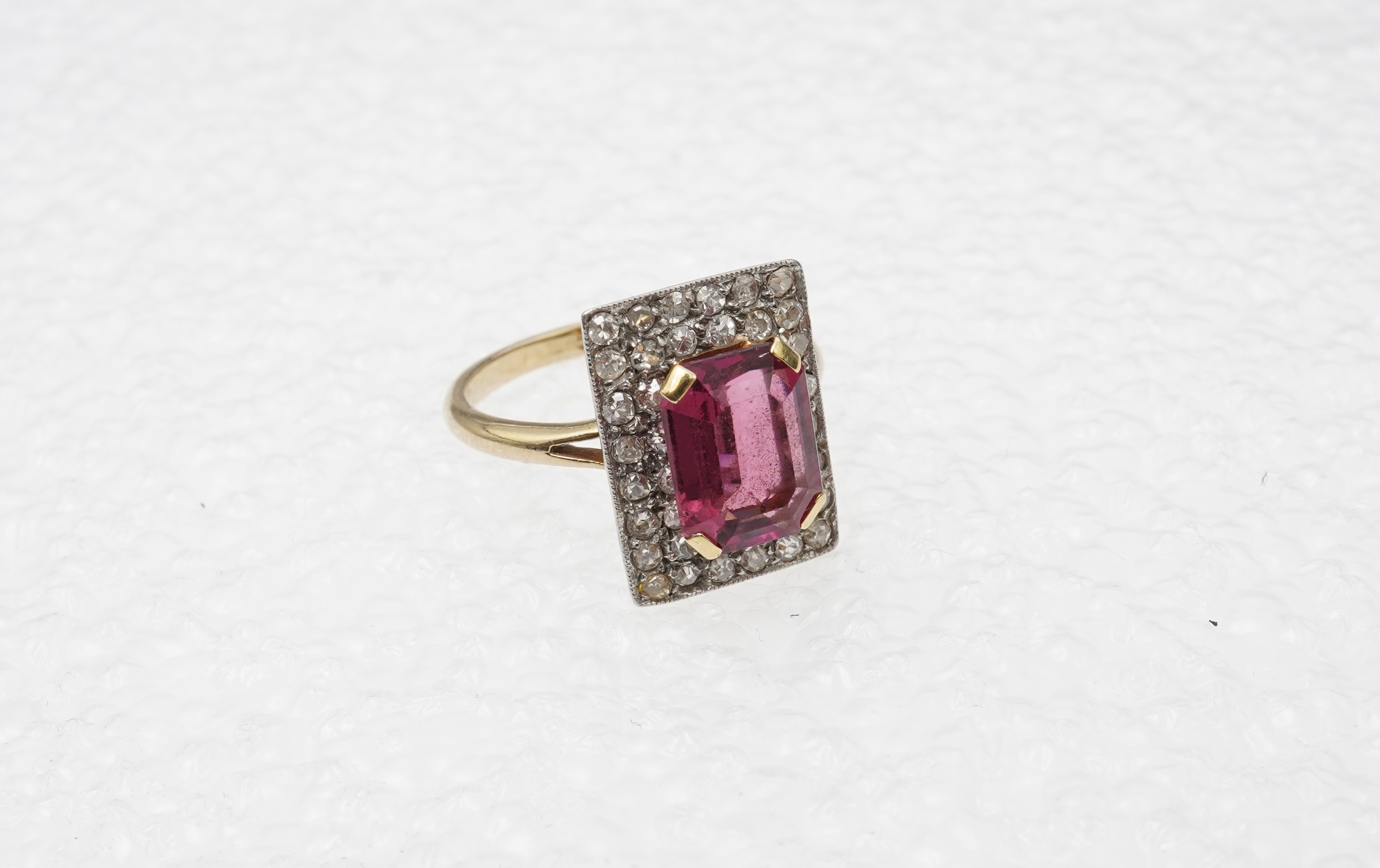 A pink tourmaline and diamond ring